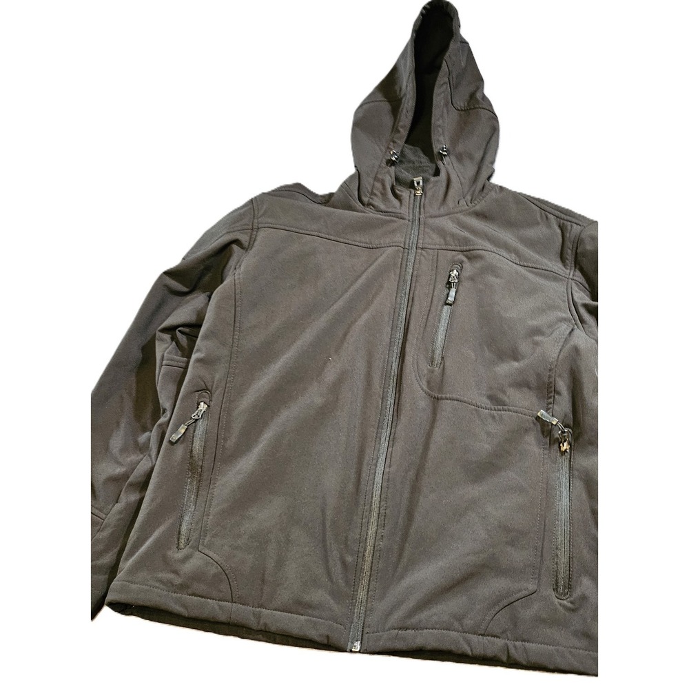Free Country Men's Hooded Lined Water Resistance Black Full Zip Jacket SZ XL